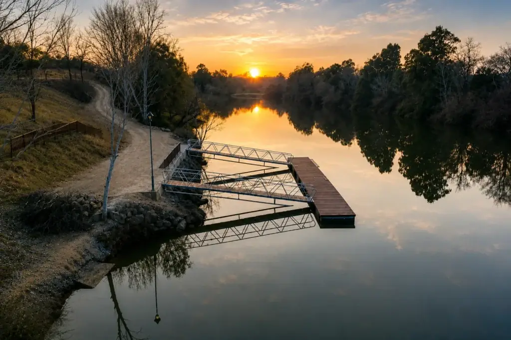 Embarcadero flotante para deportes de remo en Villafranca de Córdoba